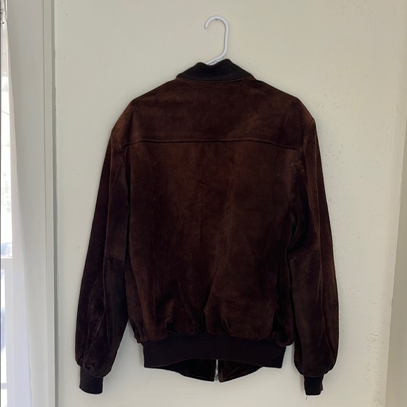 Brown Suede Bomber Jacket - Picture 2 of 2